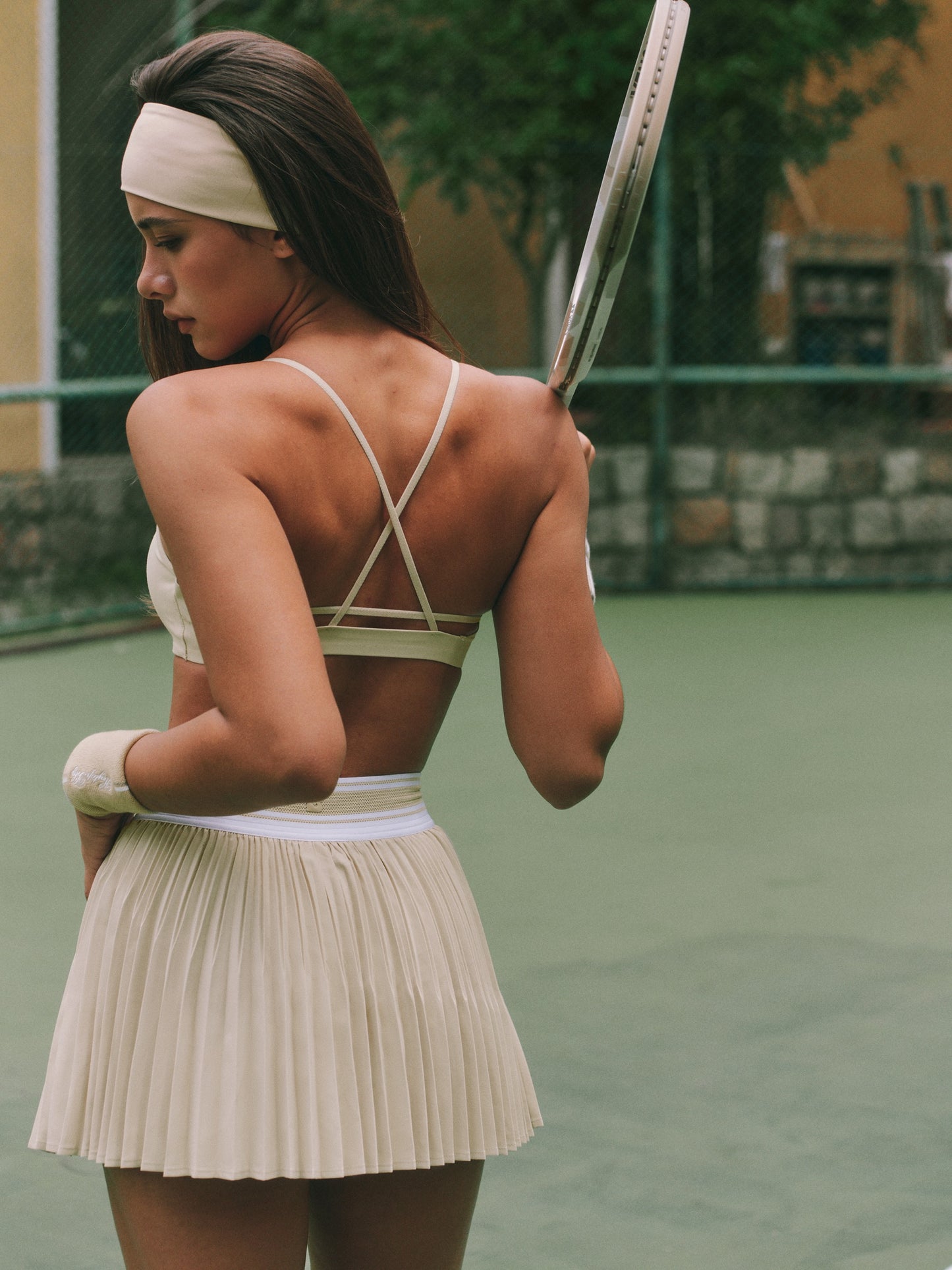 Open-back tennis sports bra