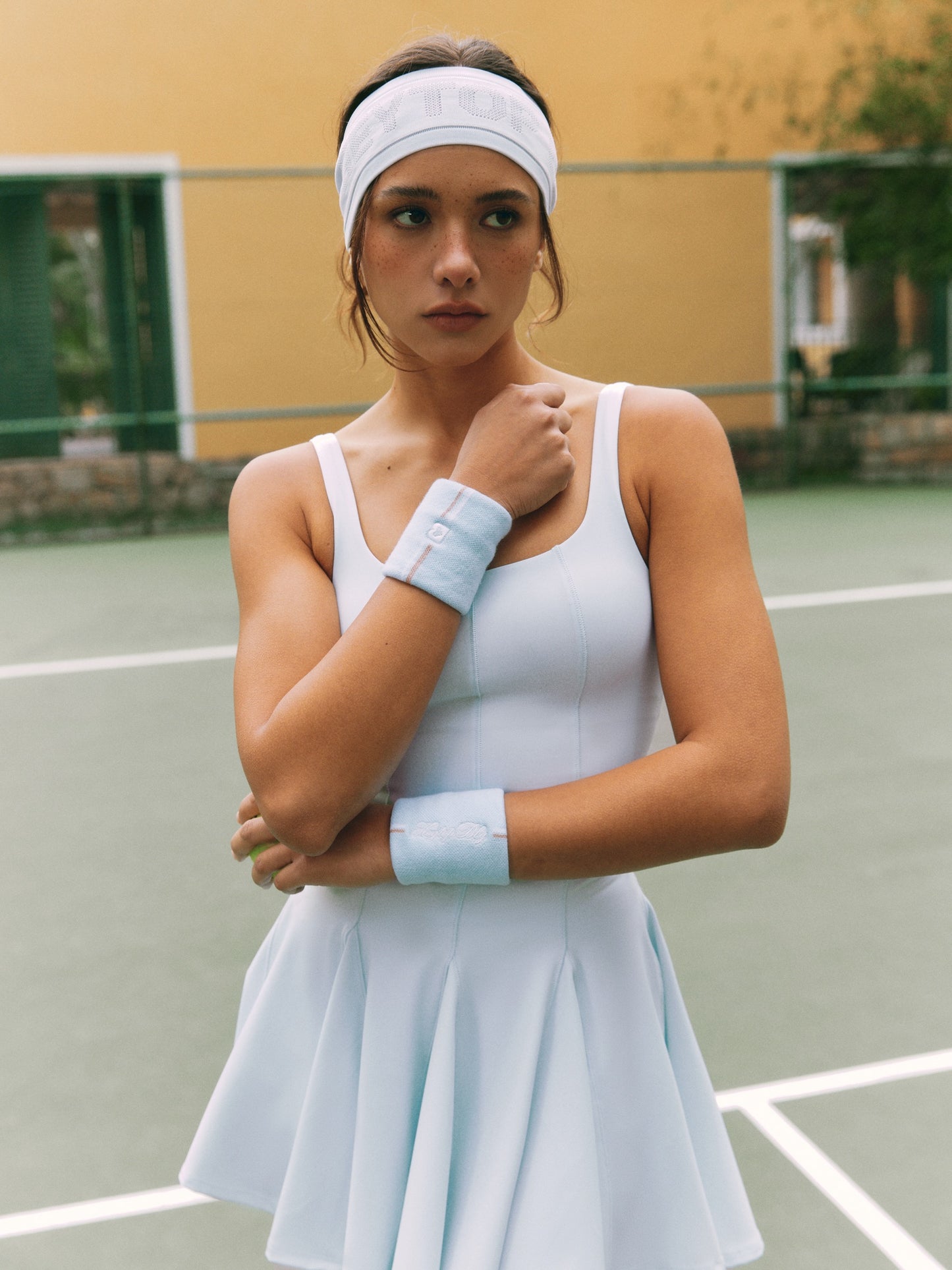 High-elasticity open-back tennis active dress