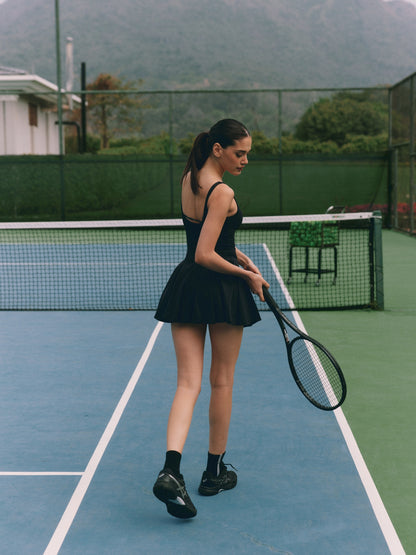 High-elasticity open-back tennis active dress