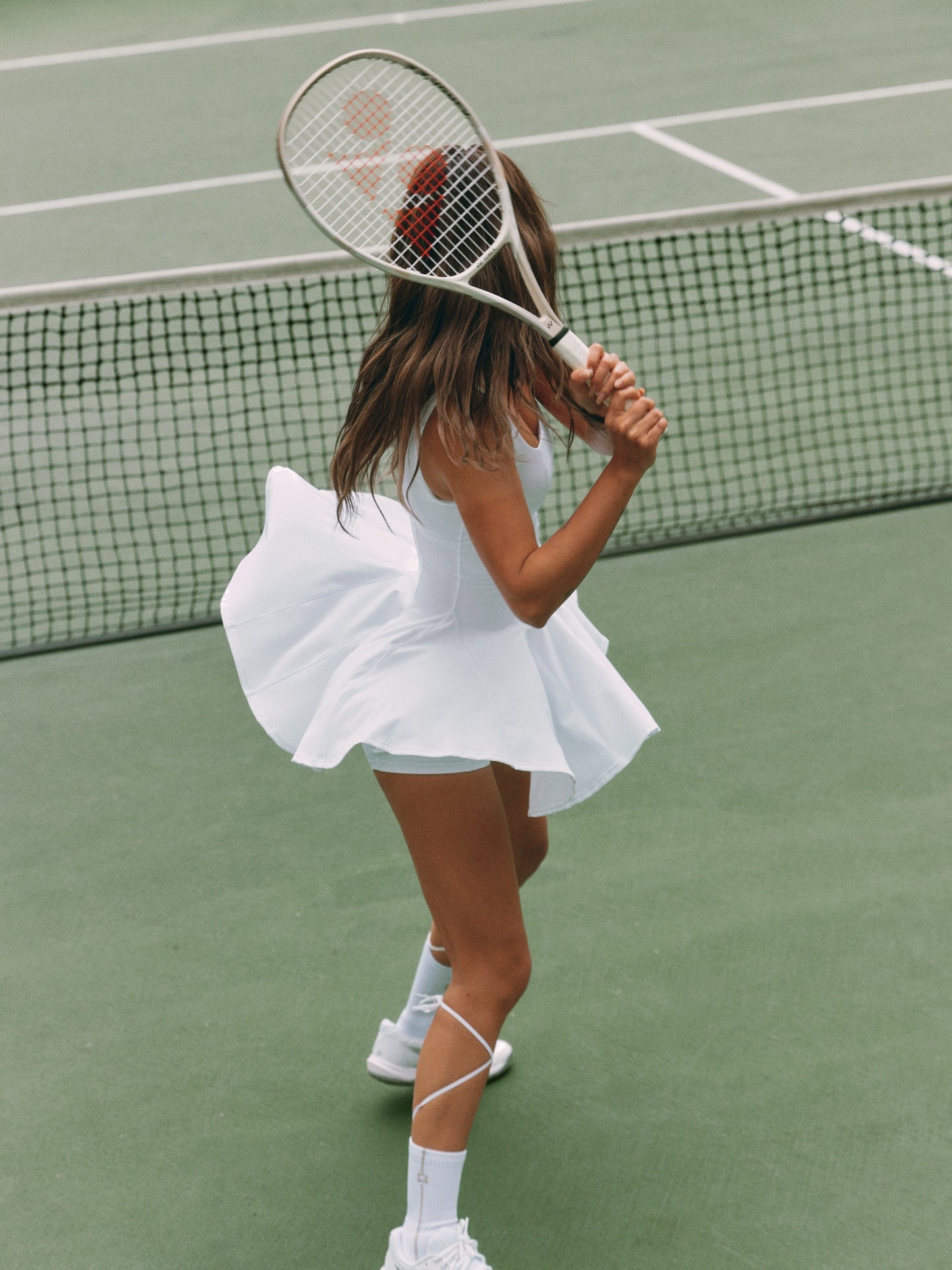 High-elasticity open-back tennis active dress