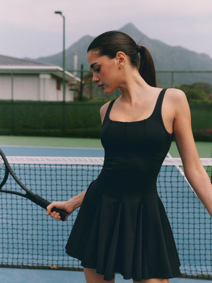 High-elasticity open-back tennis active dress